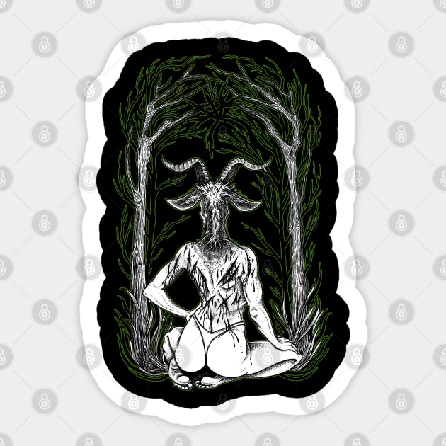 The Witching Hour Pagan Gothic Ritual Marijuana Green Sticker by btcillustration